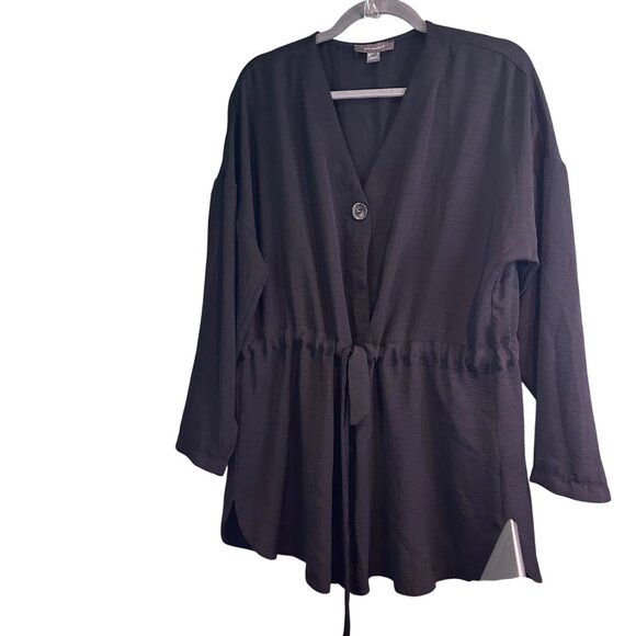Women’s Black Top US 12 – Romantic Fairycore Witchy Flowy Sleeve Officecore Blou - Picture 1 of 6